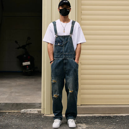 Salopette en Jean Homme Déchirée Distressed