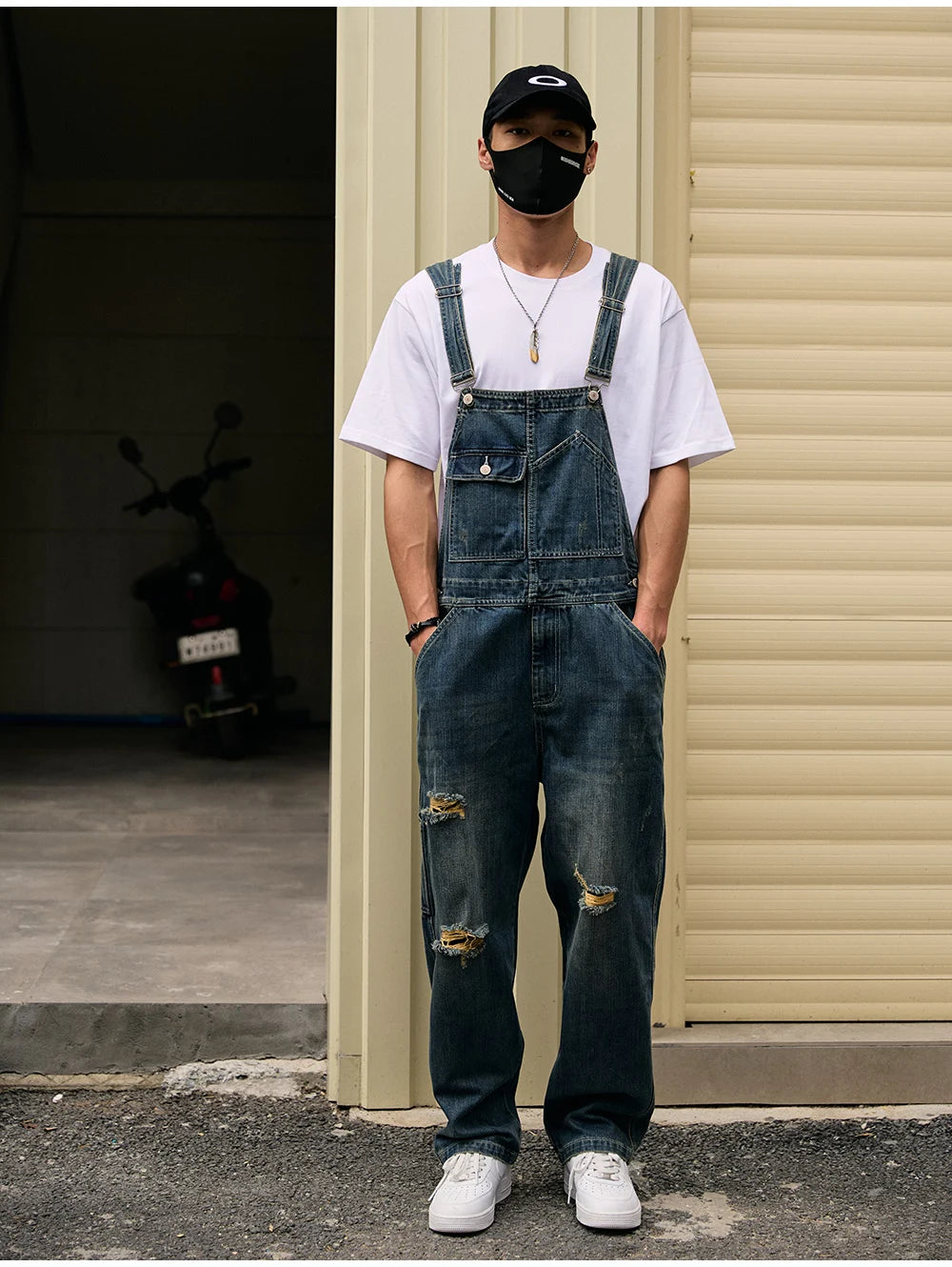 Salopette en Jean Homme Déchirée Distressed
