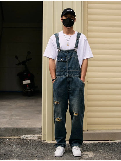 Salopette en Jean Homme Déchirée Distressed