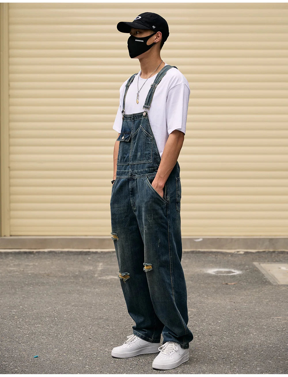 Salopette en Jean Homme Déchirée Distressed