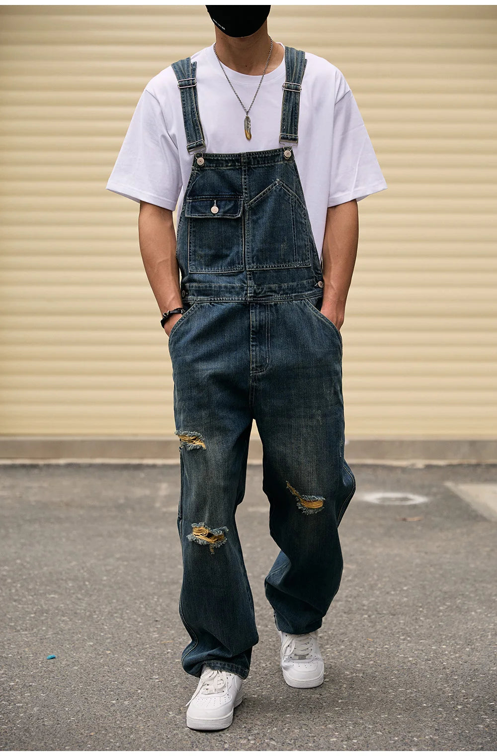 Salopette en Jean Homme Déchirée Distressed
