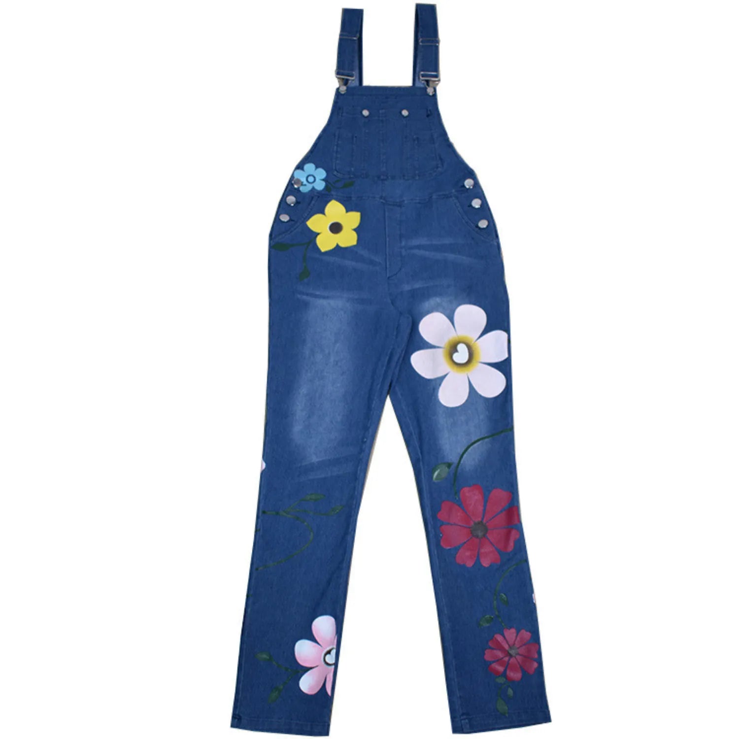 Salopette en jean motif fleurs patchwork – Originalité et Décontraction - Salopette Mania
