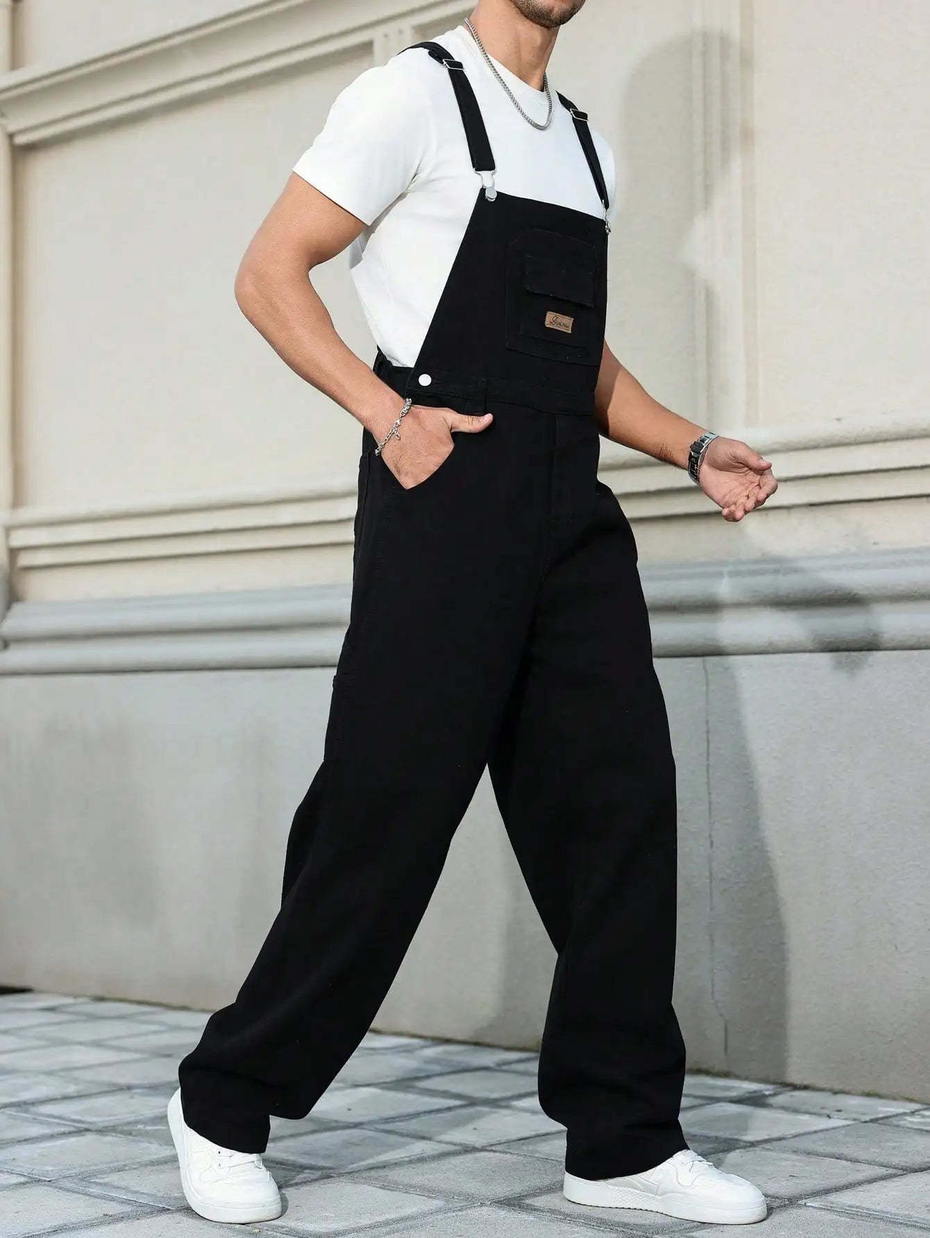Salopette en Jean Noir Homme Rétro