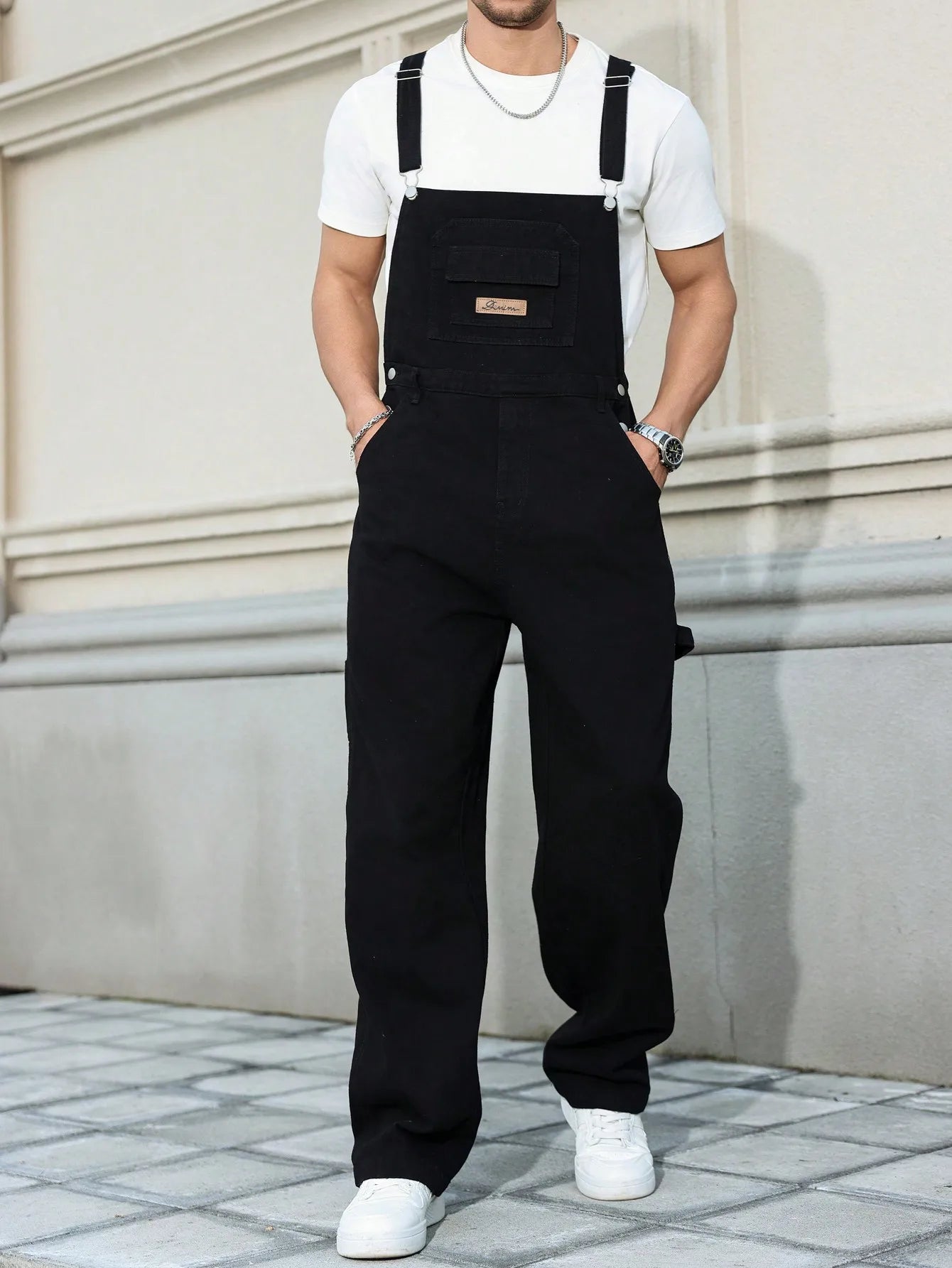 Salopette en Jean Noir Homme Rétro
