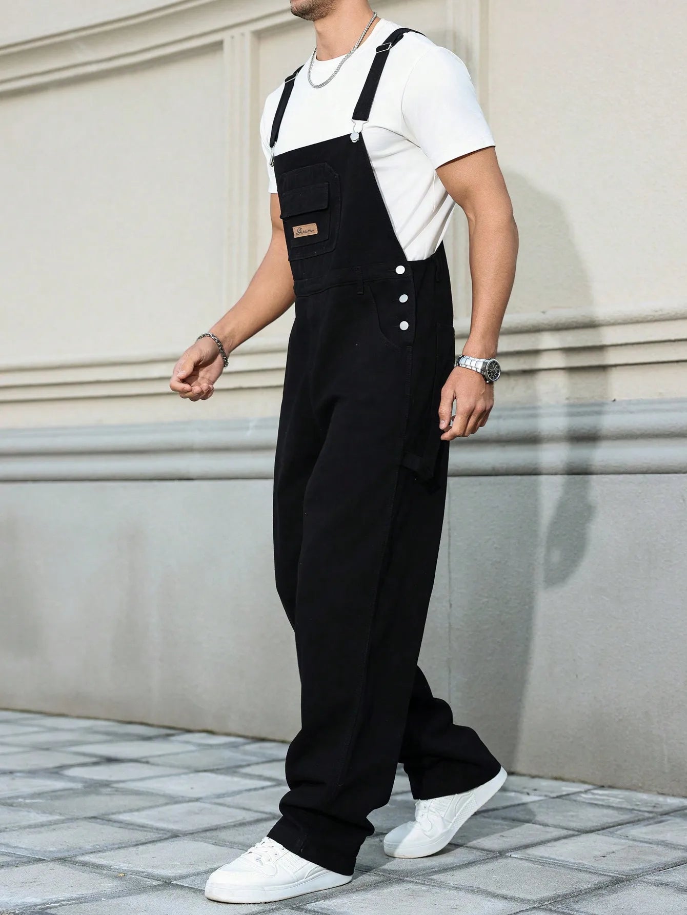 Salopette en Jean Noir Homme Rétro