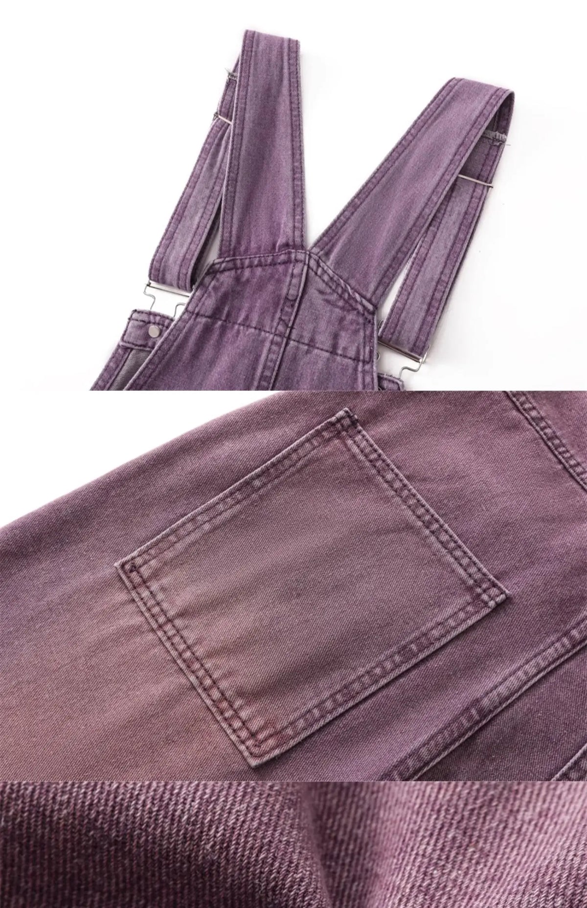 Salopette en Jean Violette Femme Vintage