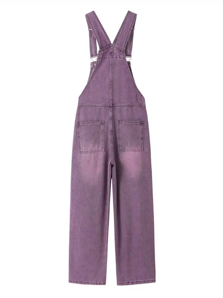 Salopette en Jean Violette Femme Vintage