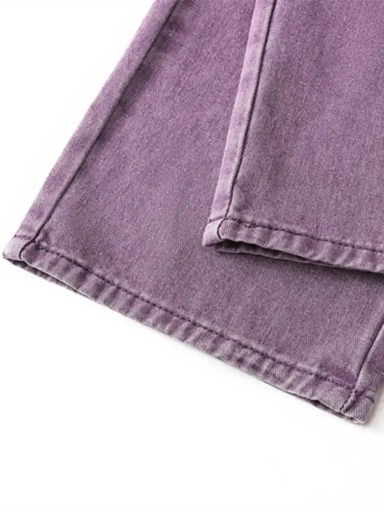 Salopette en Jean Violette Femme Vintage