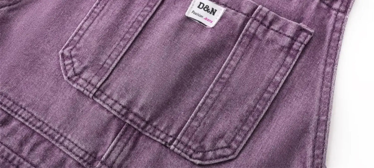 Salopette en Jean Violette Femme Vintage