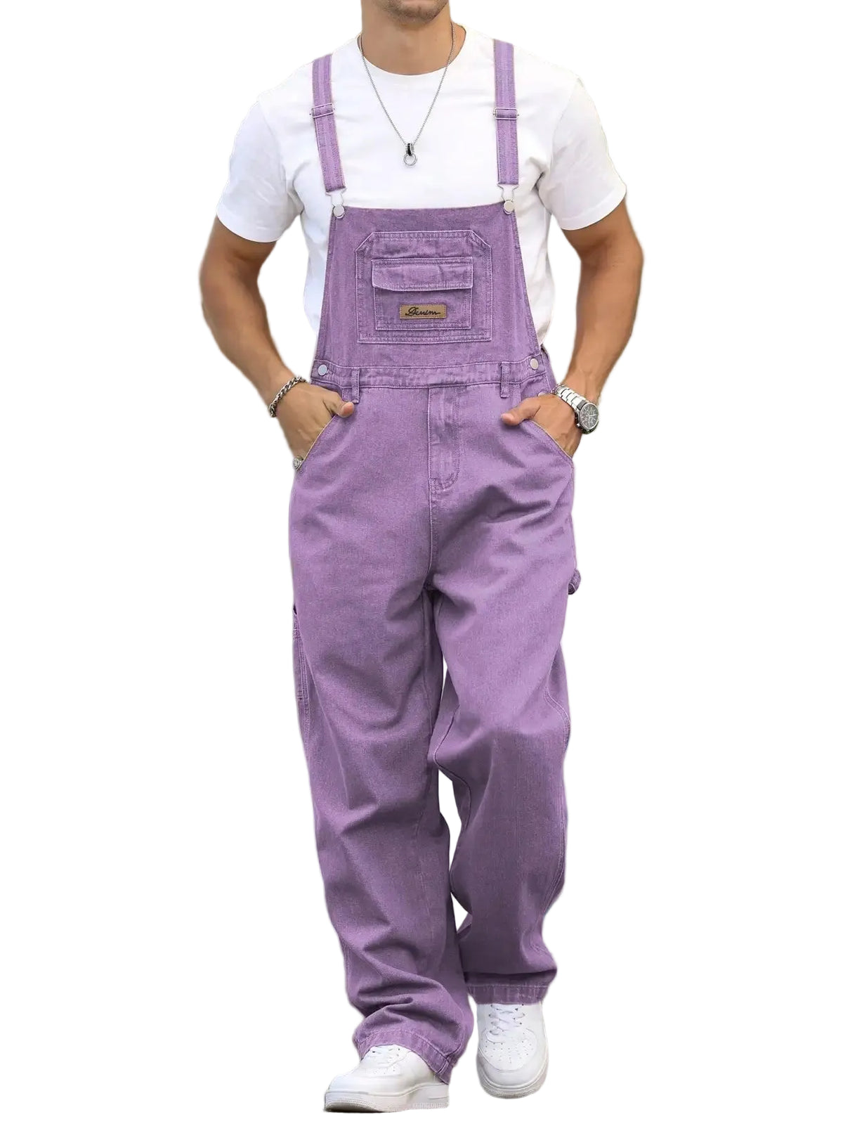 Salopette en Jean Violette Homme Toutes Saisons