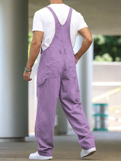 Salopette en Jean Violette Homme Toutes Saisons