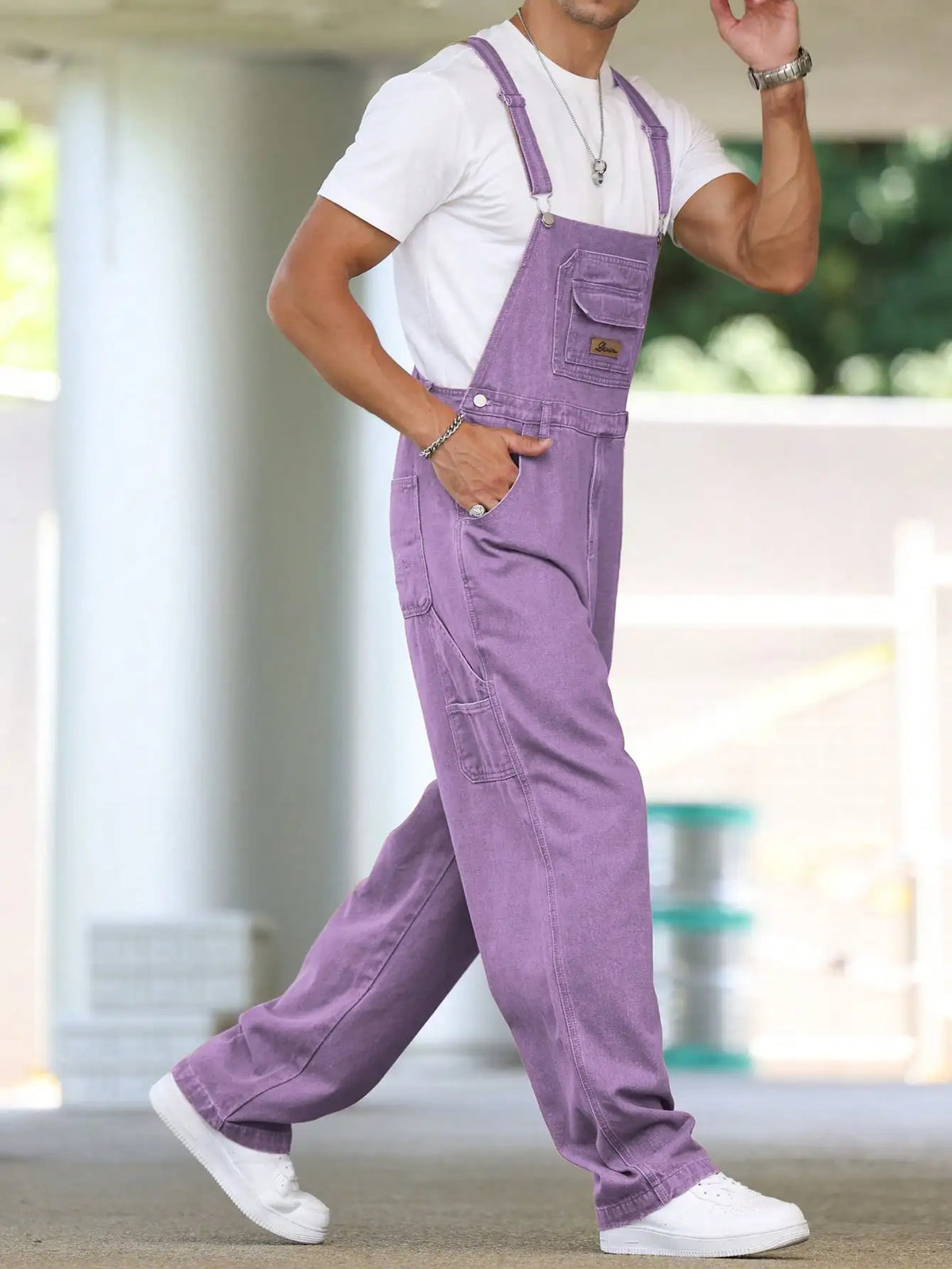 Salopette en Jean Violette Homme Toutes Saisons