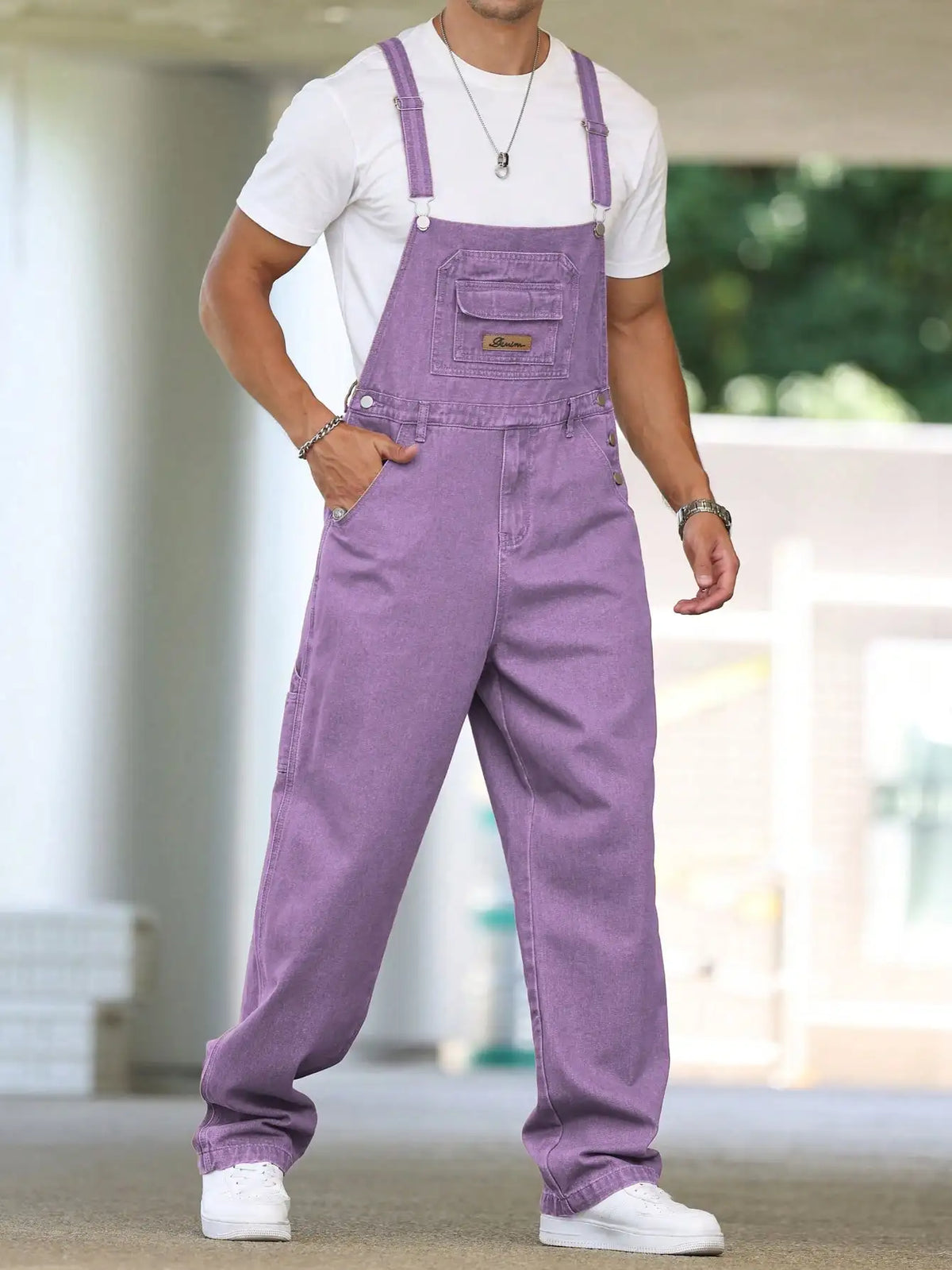 Salopette en Jean Violette Homme Toutes Saisons