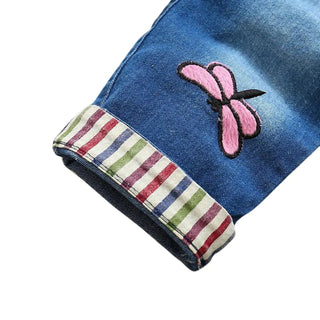 Salopette Enfant en Jean avec Motifs Papillon et Message « I Love U » - Salopette Mania