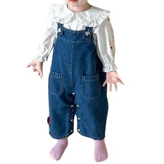 Salopette Enfant en Jean avec Oreilles de Lapin et Pompon - Look Adorable et Confortable - Salopette Mania