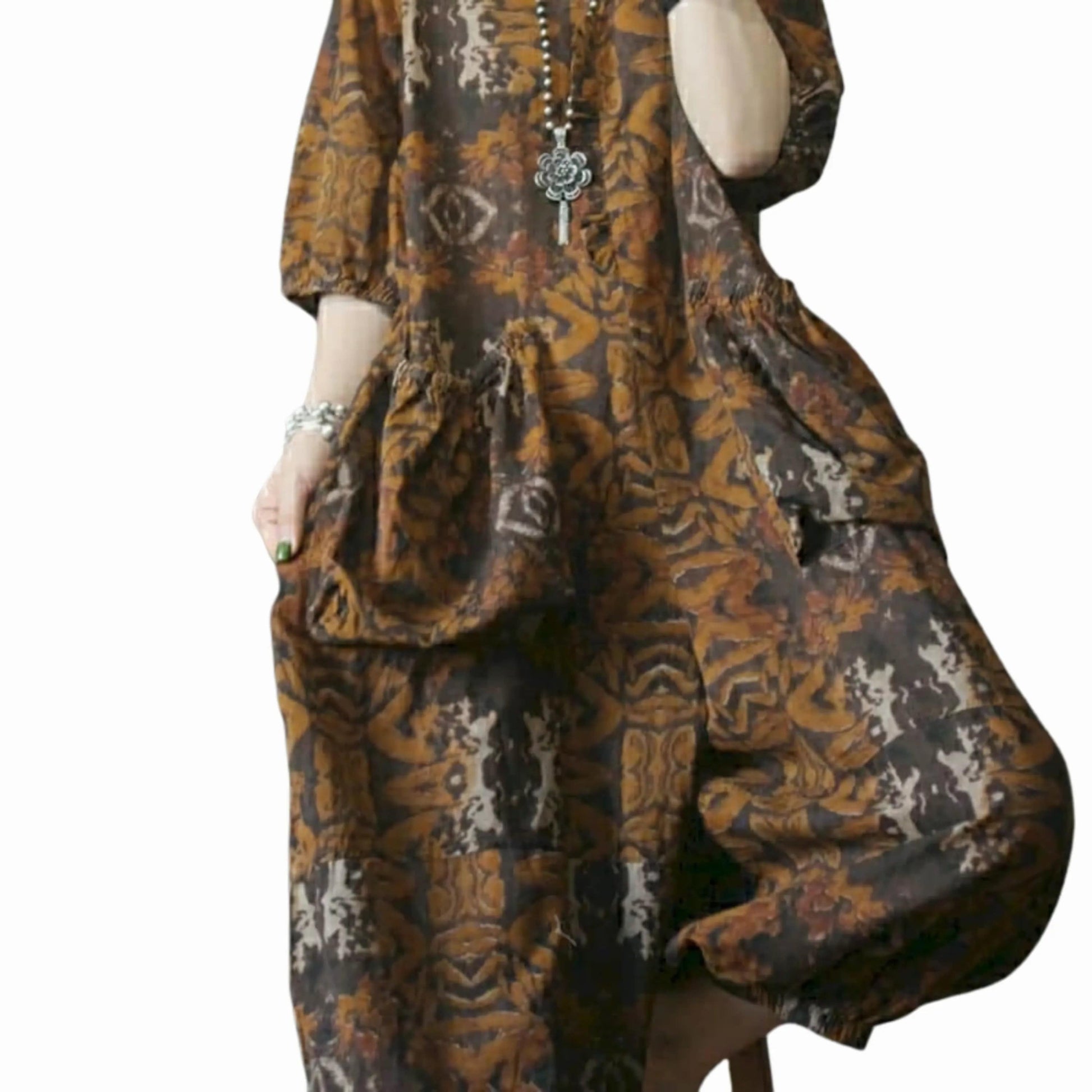 Salopette Femme Ample à Imprimé Vintage - Élégance et Confort Bohème - Salopette Mania