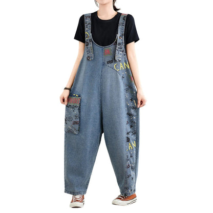 Salopette Femme en Jean Patchwork Fashion - Style Urbain Décontracté - Salopette Mania