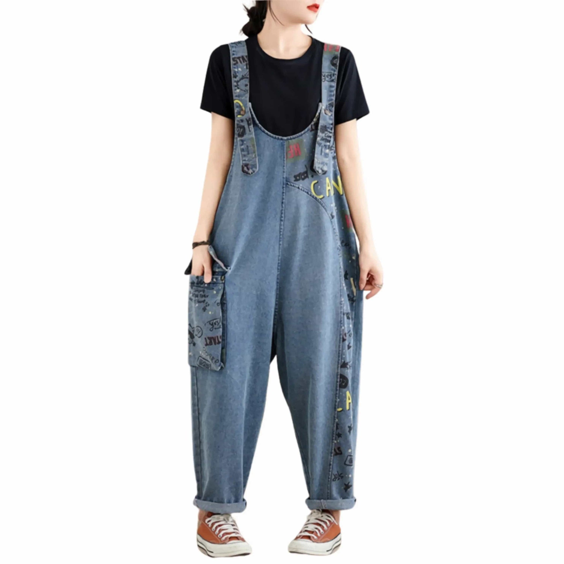 Salopette Femme en Jean Patchwork Fashion - Style Urbain Décontracté - Salopette Mania