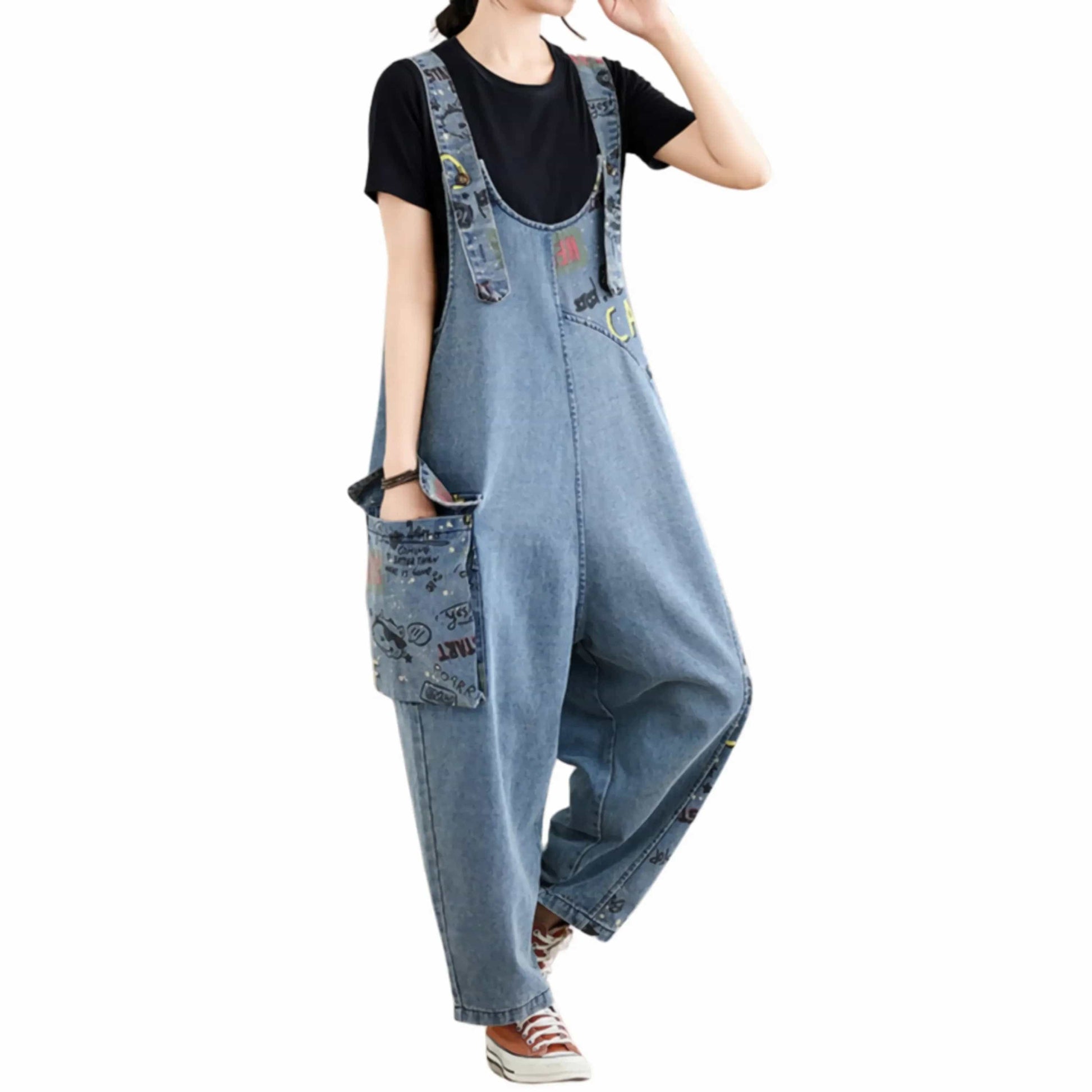 Salopette Femme en Jean Patchwork Fashion - Style Urbain Décontracté - Salopette Mania
