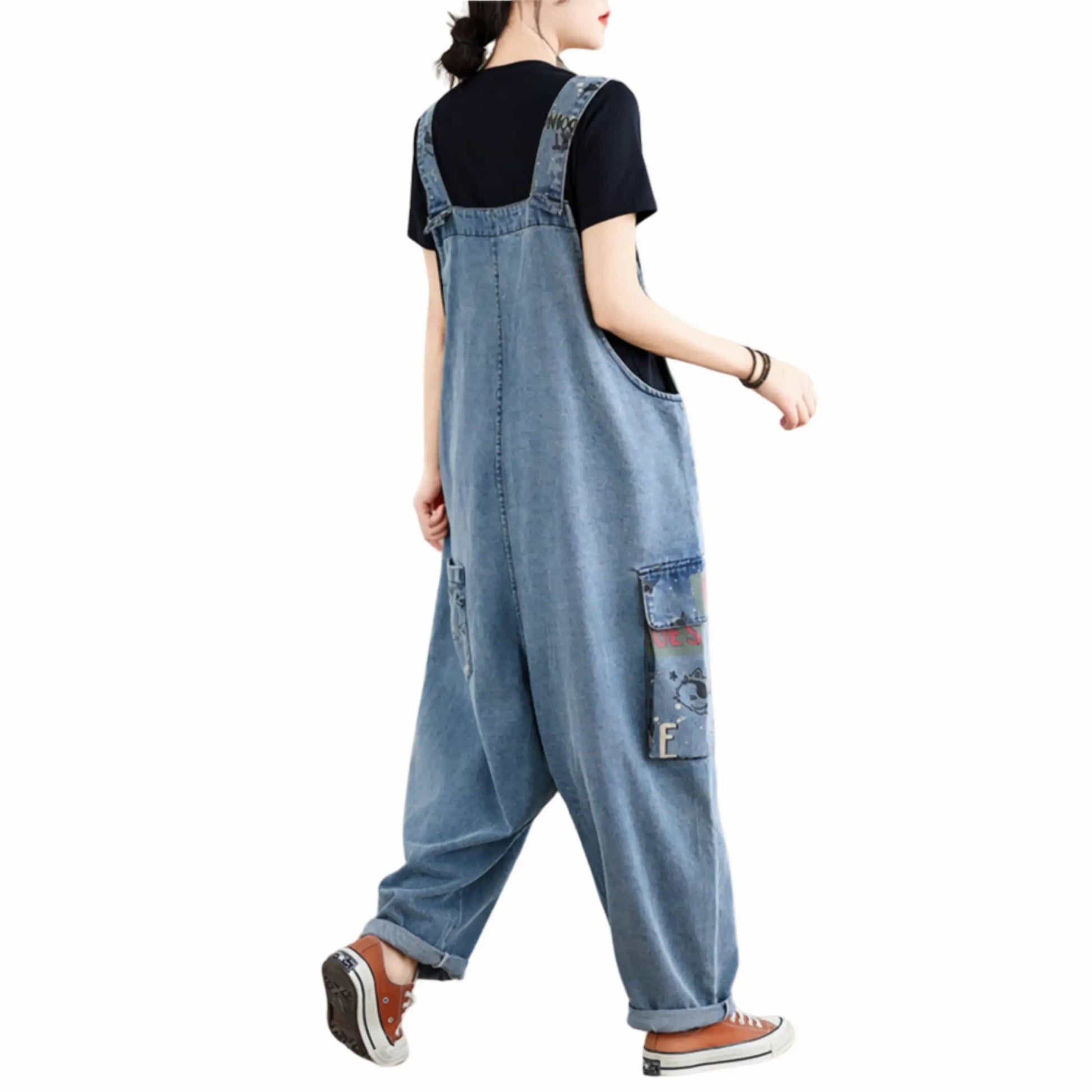 Salopette Femme en Jean Patchwork Fashion - Style Urbain Décontracté - Salopette Mania