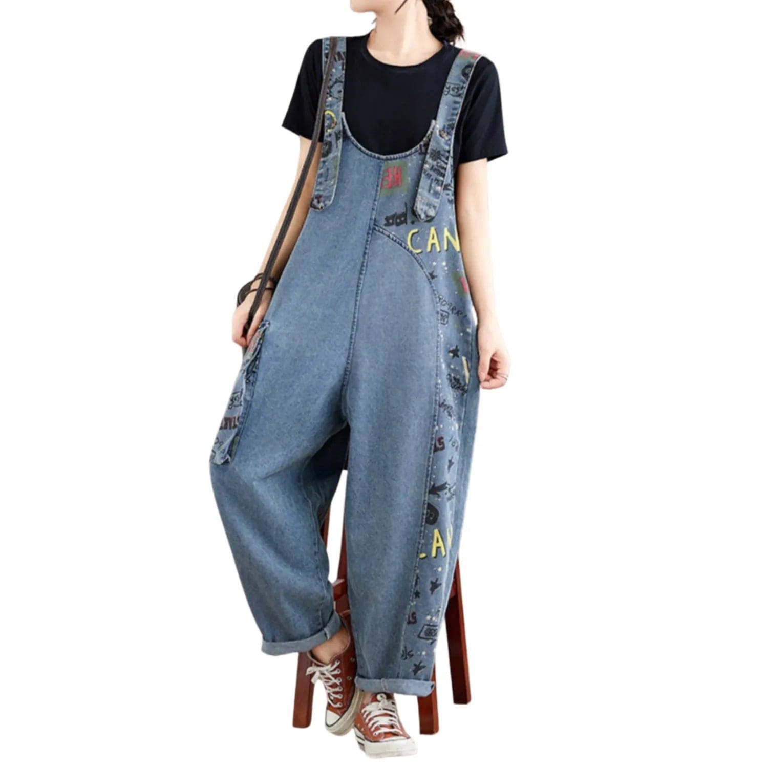 Salopette Femme en Jean Patchwork Fashion - Style Urbain Décontracté - Salopette Mania