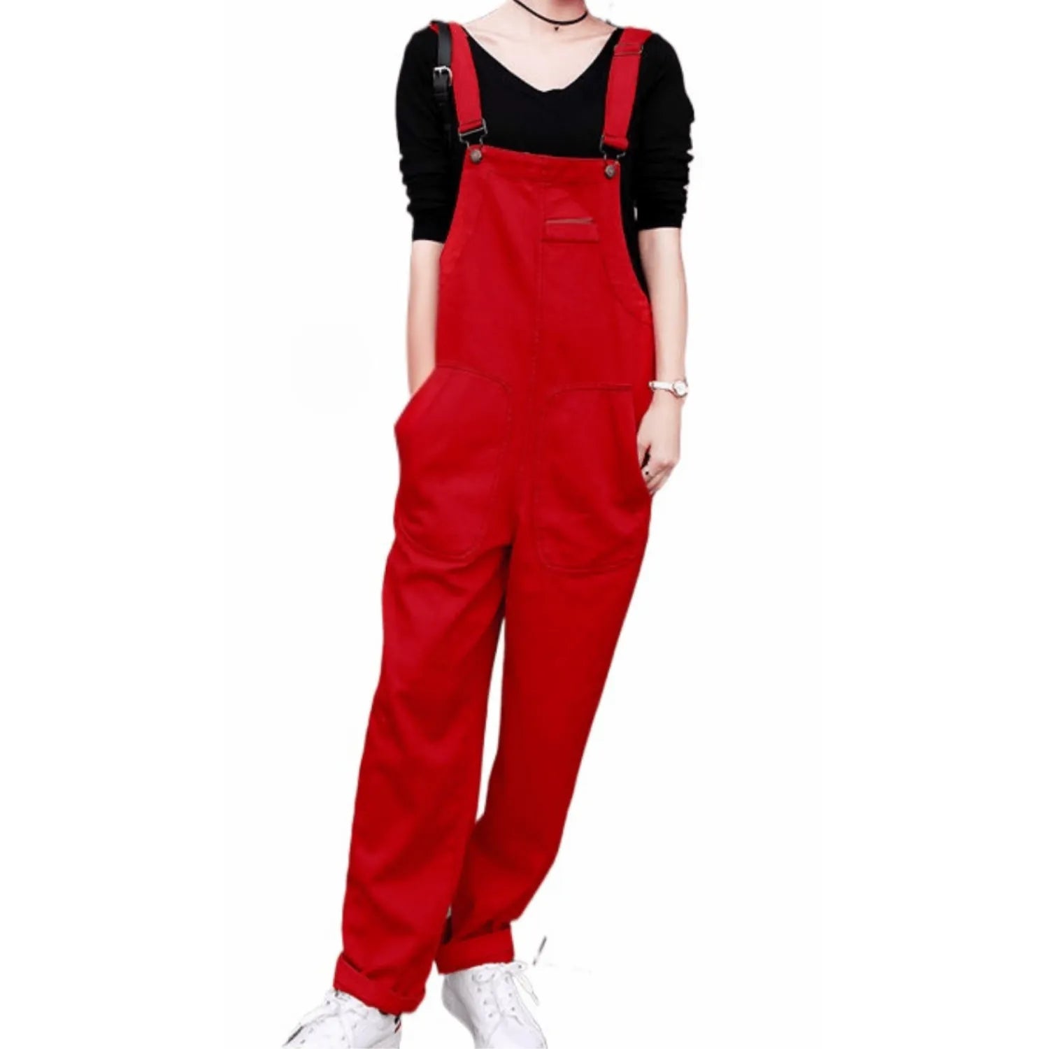 Salopette Femme Jean Rouge Vif – Audace et Confort - Salopette Mania