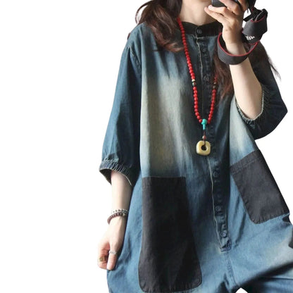 Salopette Femme Plus Size en Jean Vintage - Style Décontracté et Authentique - Salopette Mania