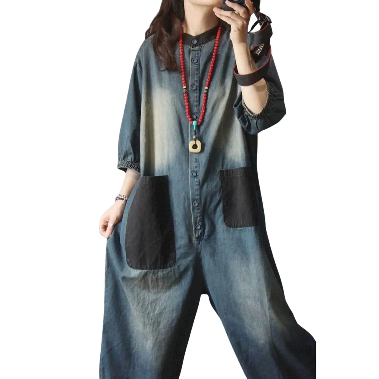 Salopette Femme Plus Size en Jean Vintage - Style Décontracté et Authentique - Salopette Mania