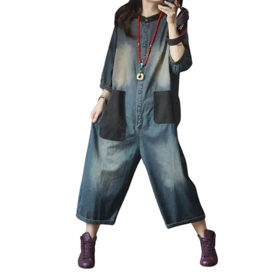 Salopette Femme Plus Size en Jean Vintage - Style Décontracté et Authentique - Salopette Mania
