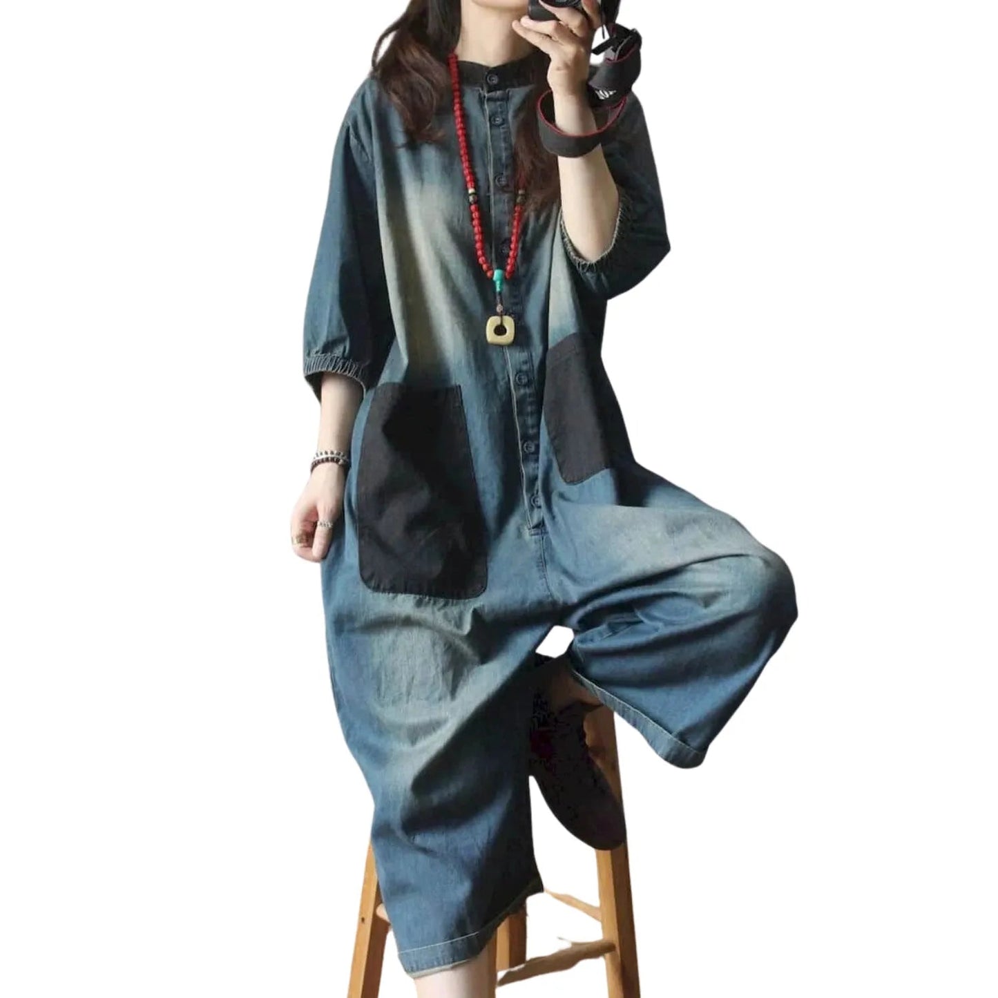 Salopette Femme Plus Size en Jean Vintage - Style Décontracté et Authentique - Salopette Mania