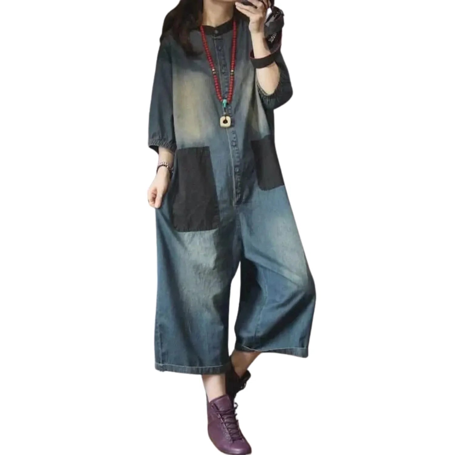 Salopette Femme Plus Size en Jean Vintage - Style Décontracté et Authentique - Salopette Mania