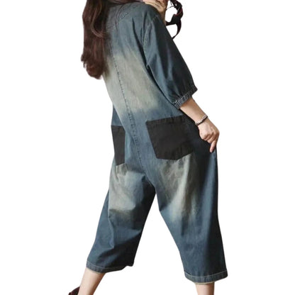 Salopette Femme Plus Size en Jean Vintage - Style Décontracté et Authentique - Salopette Mania