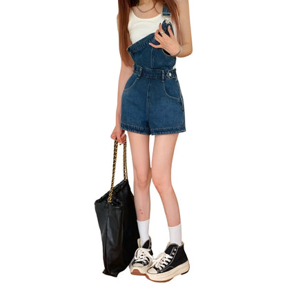 Salopette Femme Short en Jean Bretelle Unique – Casual et Élégante - Salopette Mania