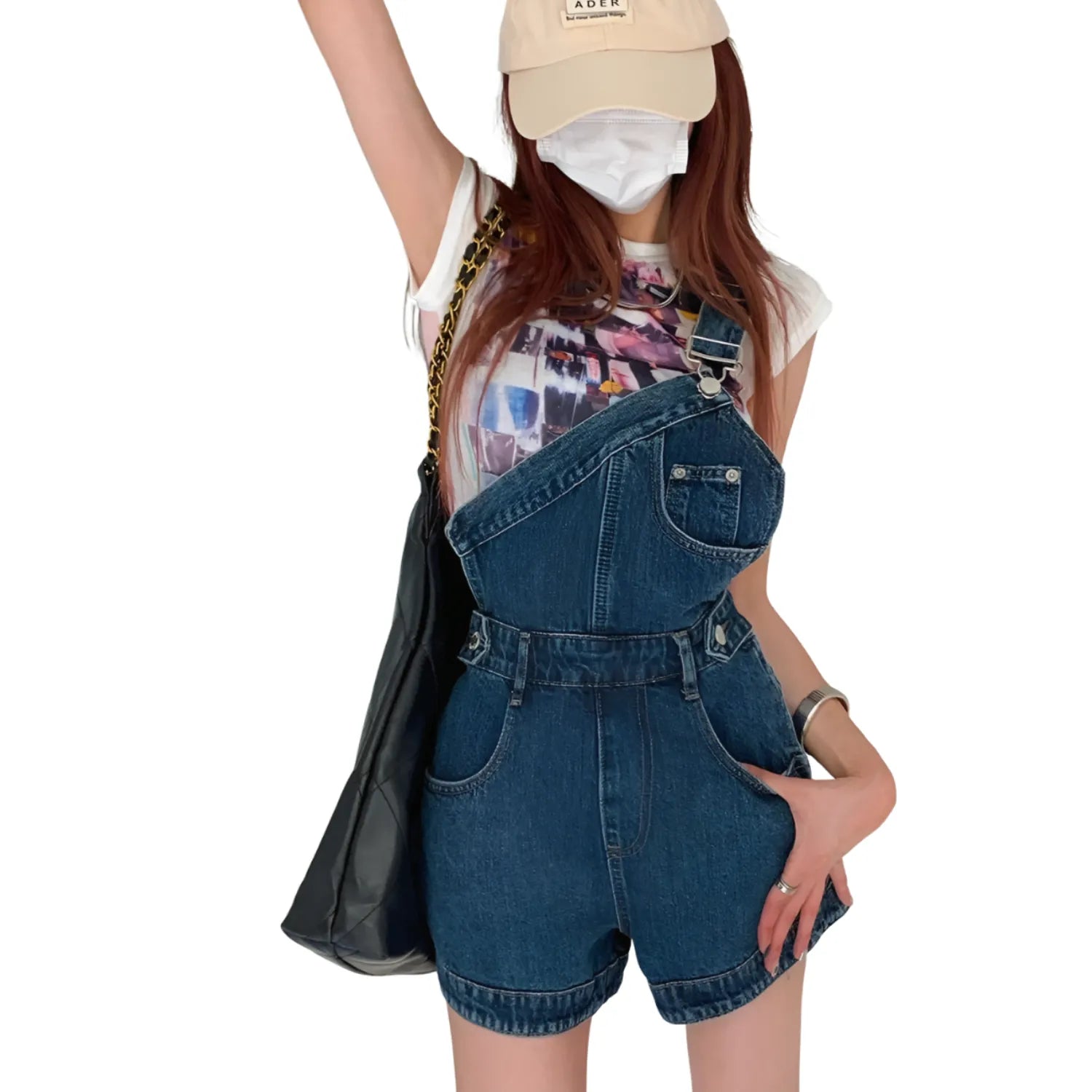 Salopette Femme Short en Jean Bretelle Unique – Casual et Élégante - Salopette Mania