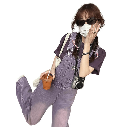 Salopette Jean Violette Femme - Style Urbain et Décontracté - Salopette Mania