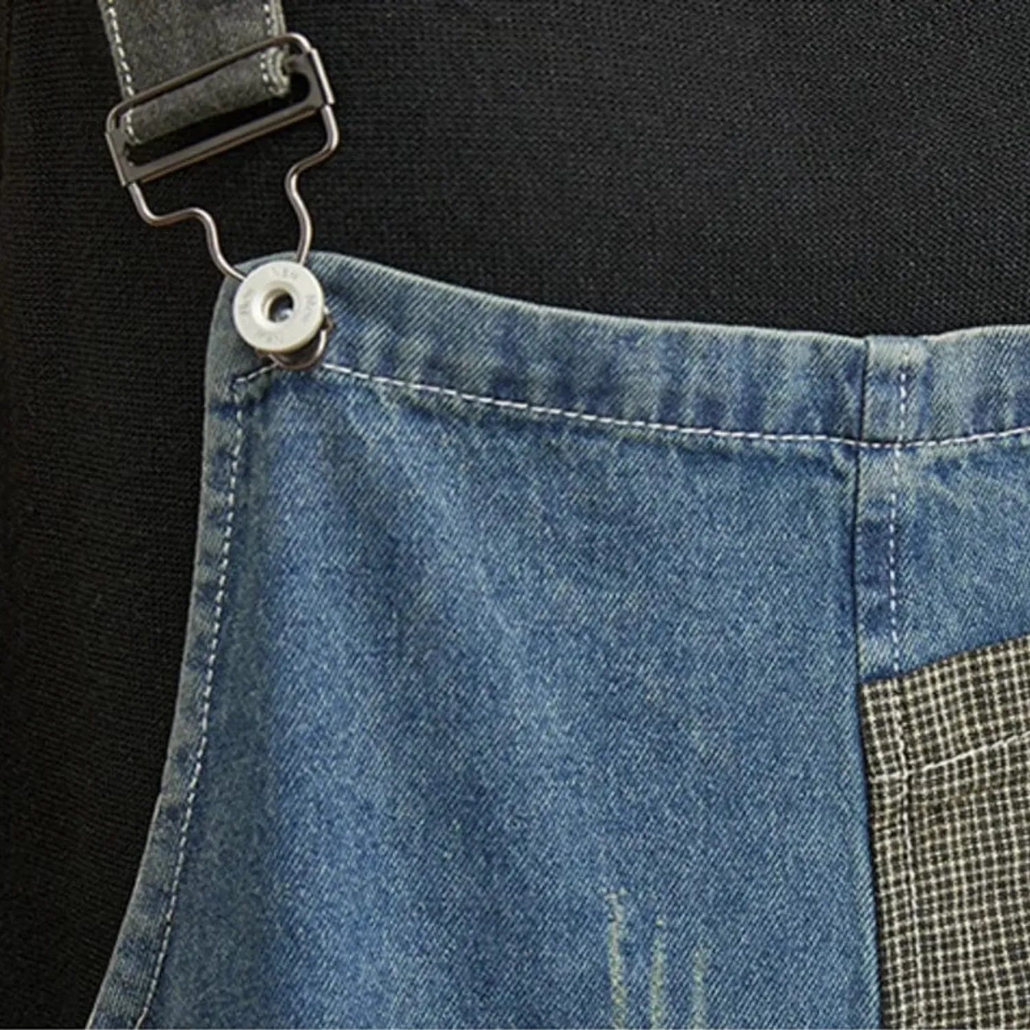 Salopette Patchwork en Jean Bicolore – Style Original et Authentique - Salopette Mania