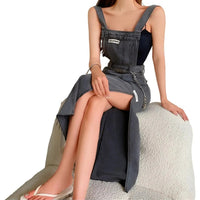 Salopette Robe Grise en Jean pour Femme