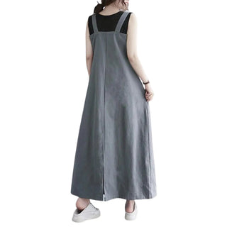 Salopette Robe Longue Grise pour Femme - Élégance Casual - Salopette Mania