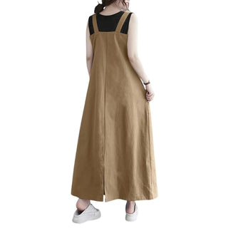 Salopette Robe Longue Grise pour Femme - Élégance Casual - Salopette Mania