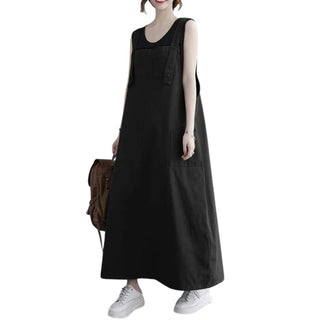 Salopette Robe Longue Grise pour Femme - Élégance Casual - Salopette Mania