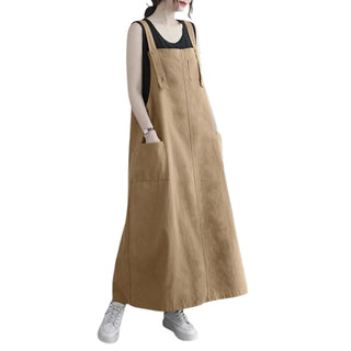 Salopette Robe Longue Grise pour Femme - Élégance Casual - Salopette Mania