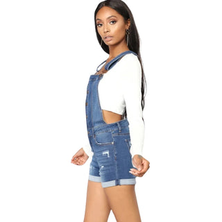 Salopette Short en Jean Bleu pour Femme - Look Moderne et Tendance - Salopette Mania