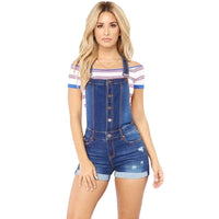 Salopette Short en Jean Bleu pour Femme