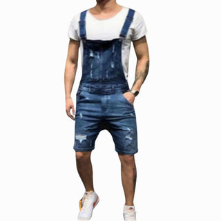 Salopette Short en Jean Bleu pour Homme - Style Décontracté et Moderne - Salopette Mania