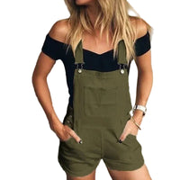 Salopette Short en Jean Femme Col Carré