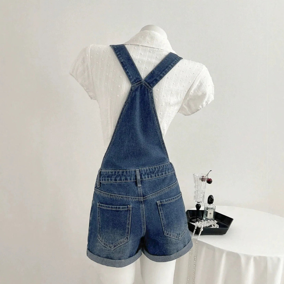 Salopette Short en Jean Femme Coupe Slim