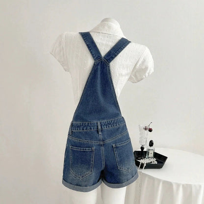 Salopette Short en Jean Femme Coupe Slim