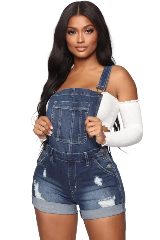 Salopette Short en Jean Femme Déchirée S à 2XL