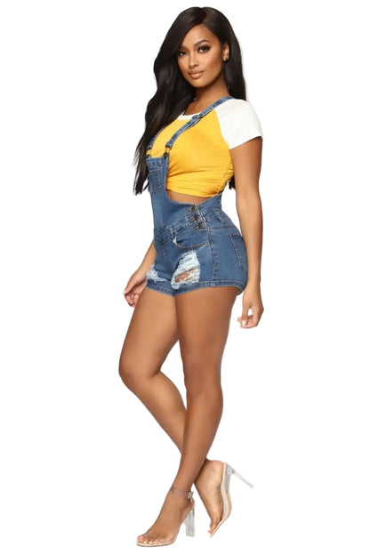 Salopette Short en Jean Femme Déchirée S à 2XL