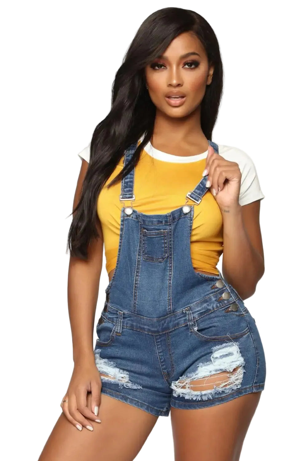 Salopette Short en Jean Femme Déchirée S à 2XL
